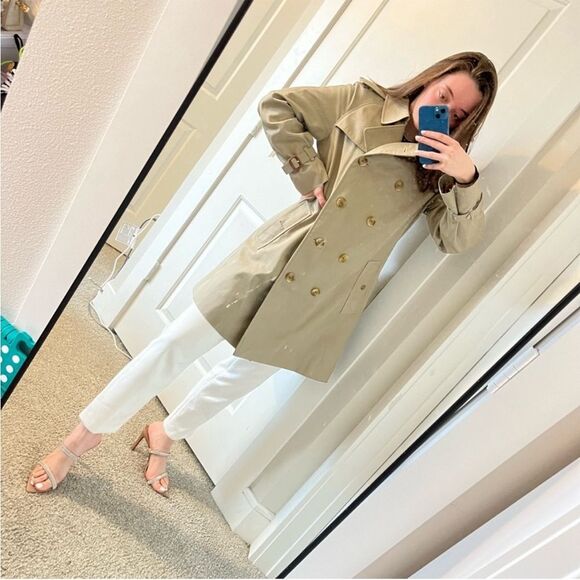 BURBERRY Tan Vintage Nova Check Fall Pea Trench Coat Sz. Small - Picture 3 of 11